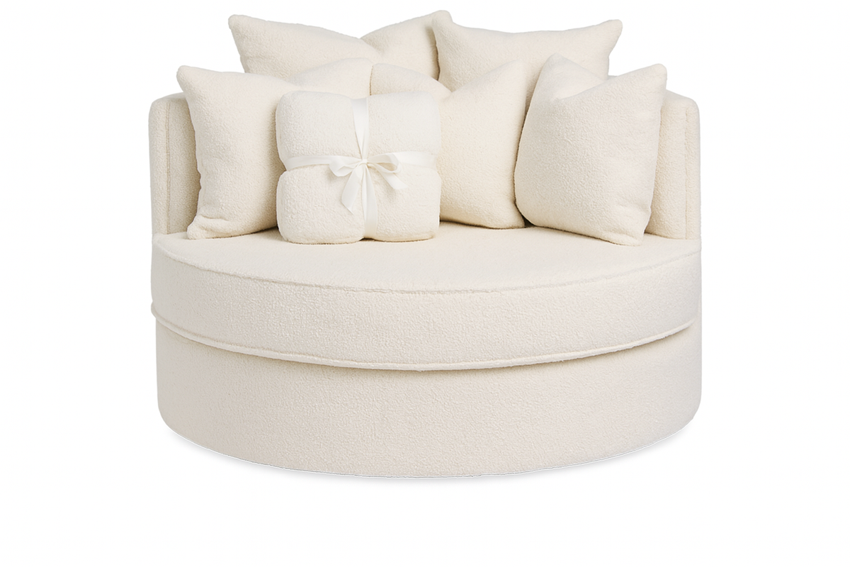 Fauteuil Hayley Sheep Cream – Elegant loungestol i blød fårepels-look 132x105x75 cm