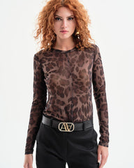 Access Fashion Leopard Mesh Blouse