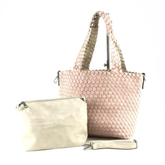 Flettet shoppertaske vendbar beige