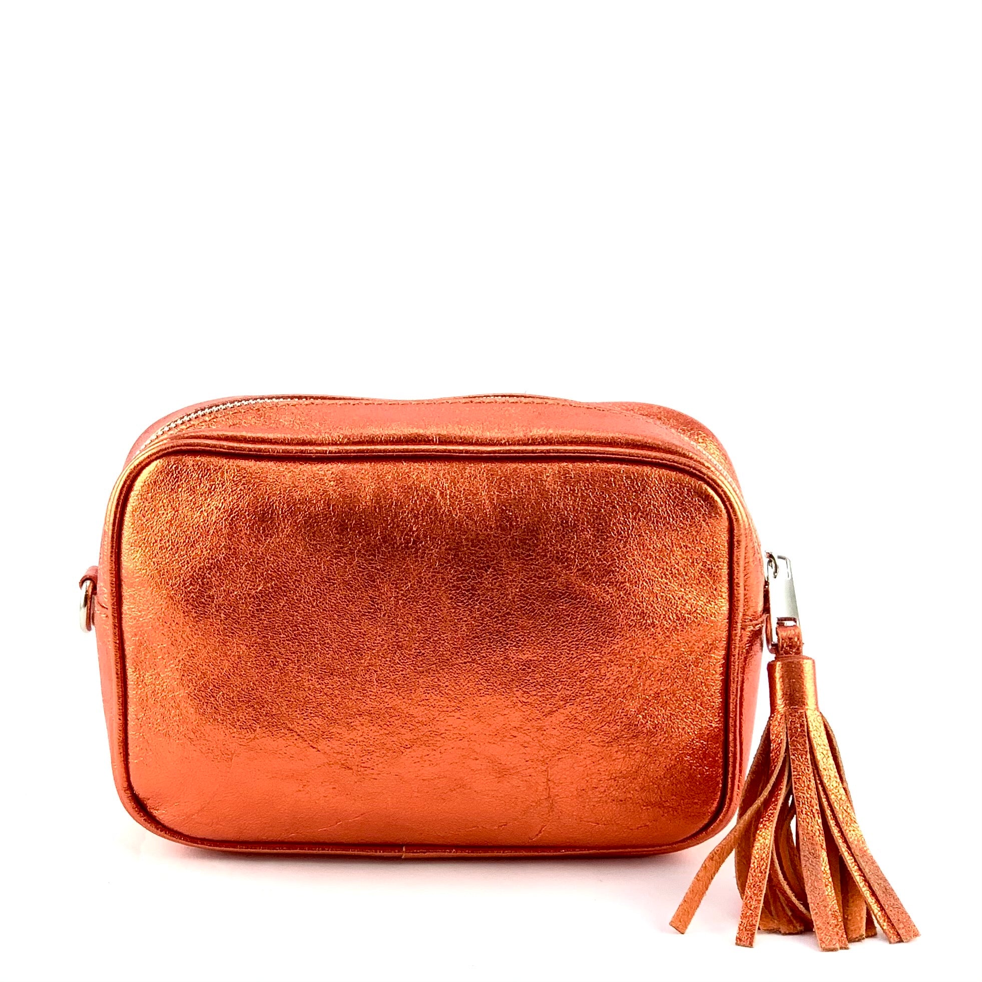 Metallic crossbody taske med frynse lynlås