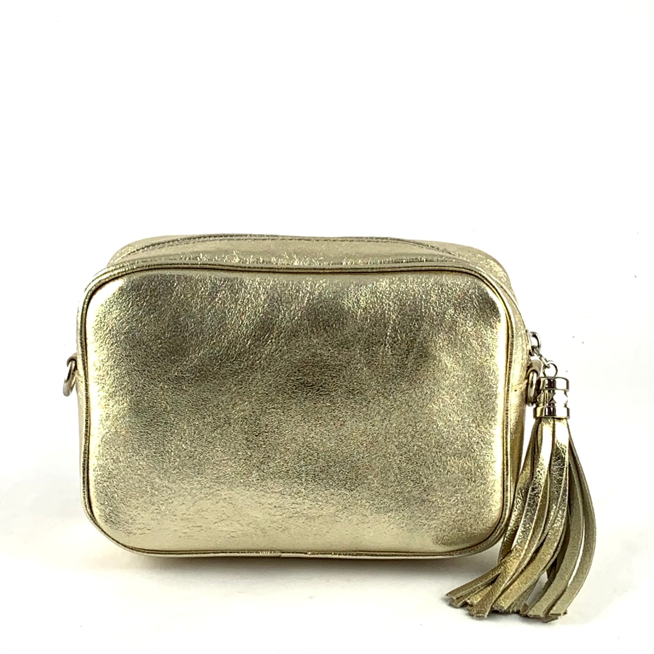 Metallic crossbody taske med frynse lynlås
