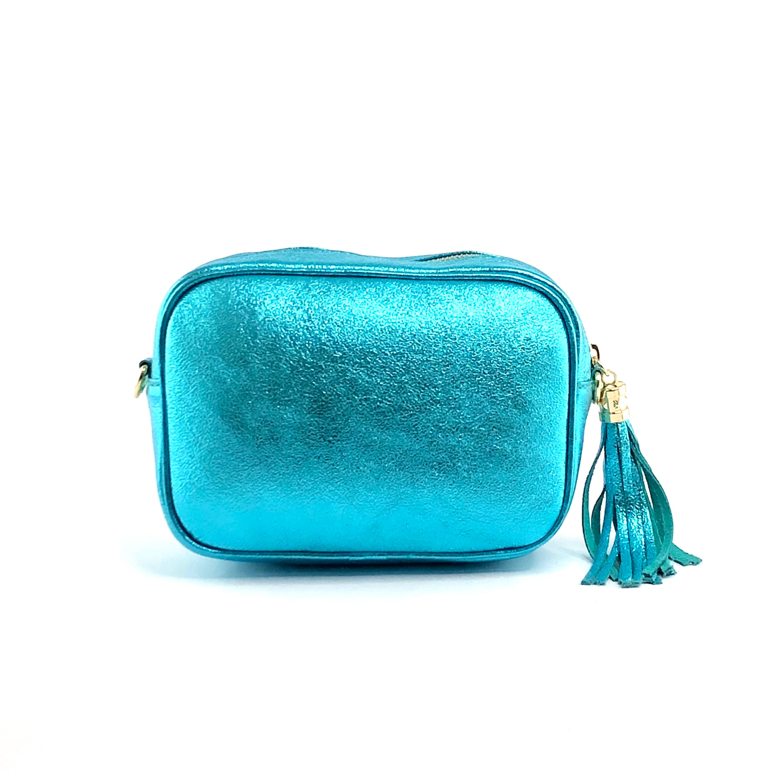 Metallic crossbody taske med frynse lynlås