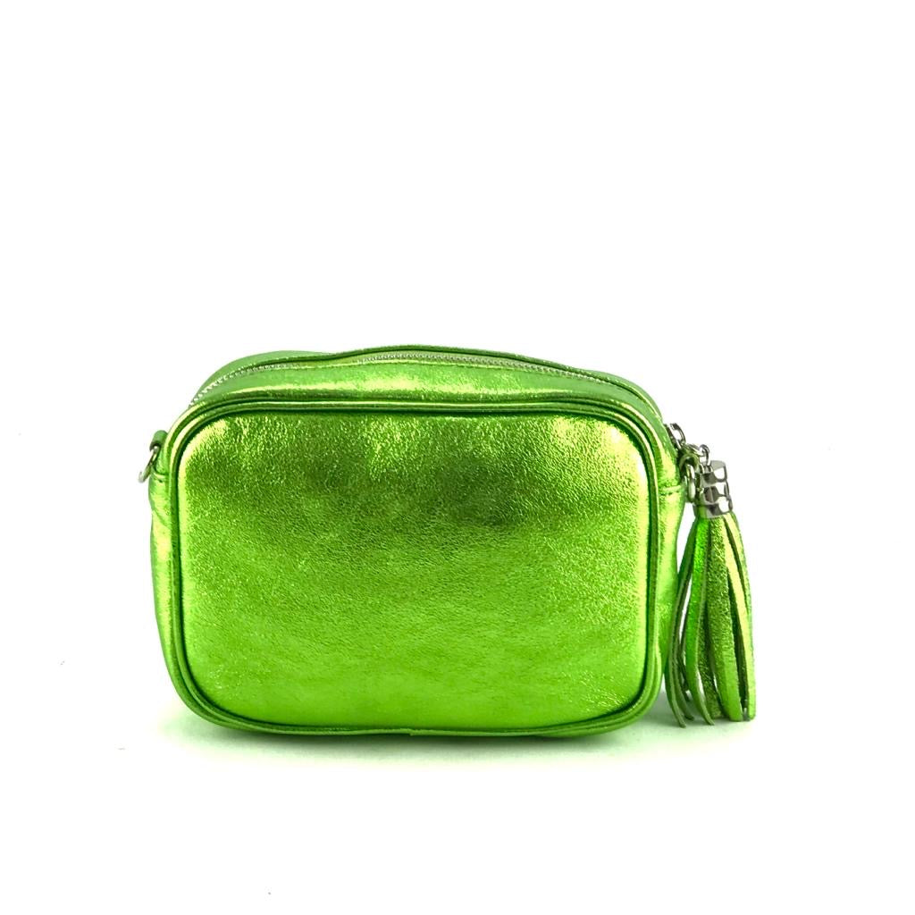 Metallic crossbody taske med frynse lynlås