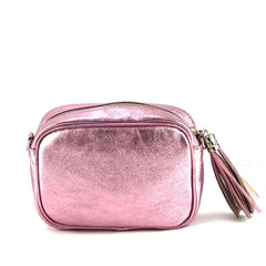 Metallic crossbody taske med frynse lynlås