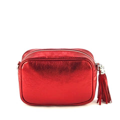 Metallic crossbody taske med frynse lynlås
