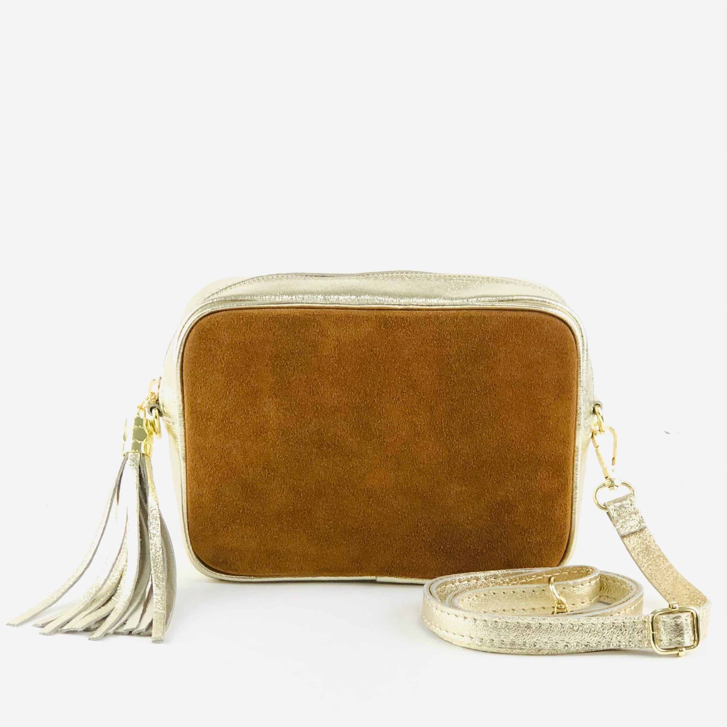 Lædertaske med metallic kanter