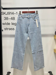 Wide leg jeans med bling