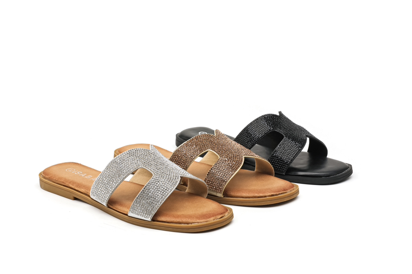 Sandaler med bling flade h front by Krone 1