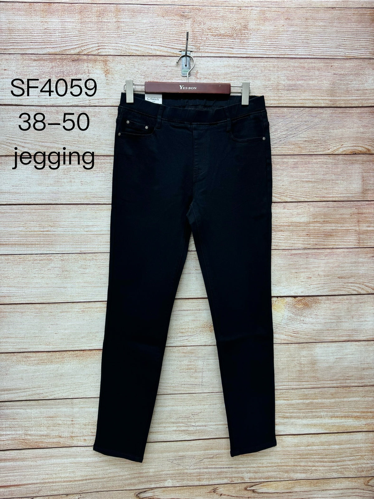 Jeggings med elastik i talje sort by Krone 1