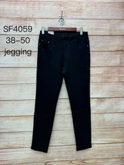 Jeggings med elastik i talje sort by Krone 1