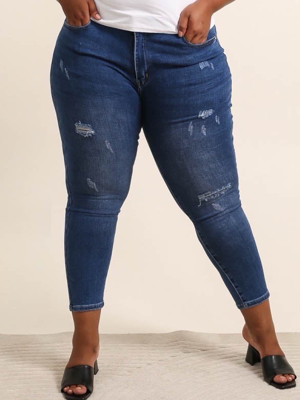 Jeans med slidtage plus size