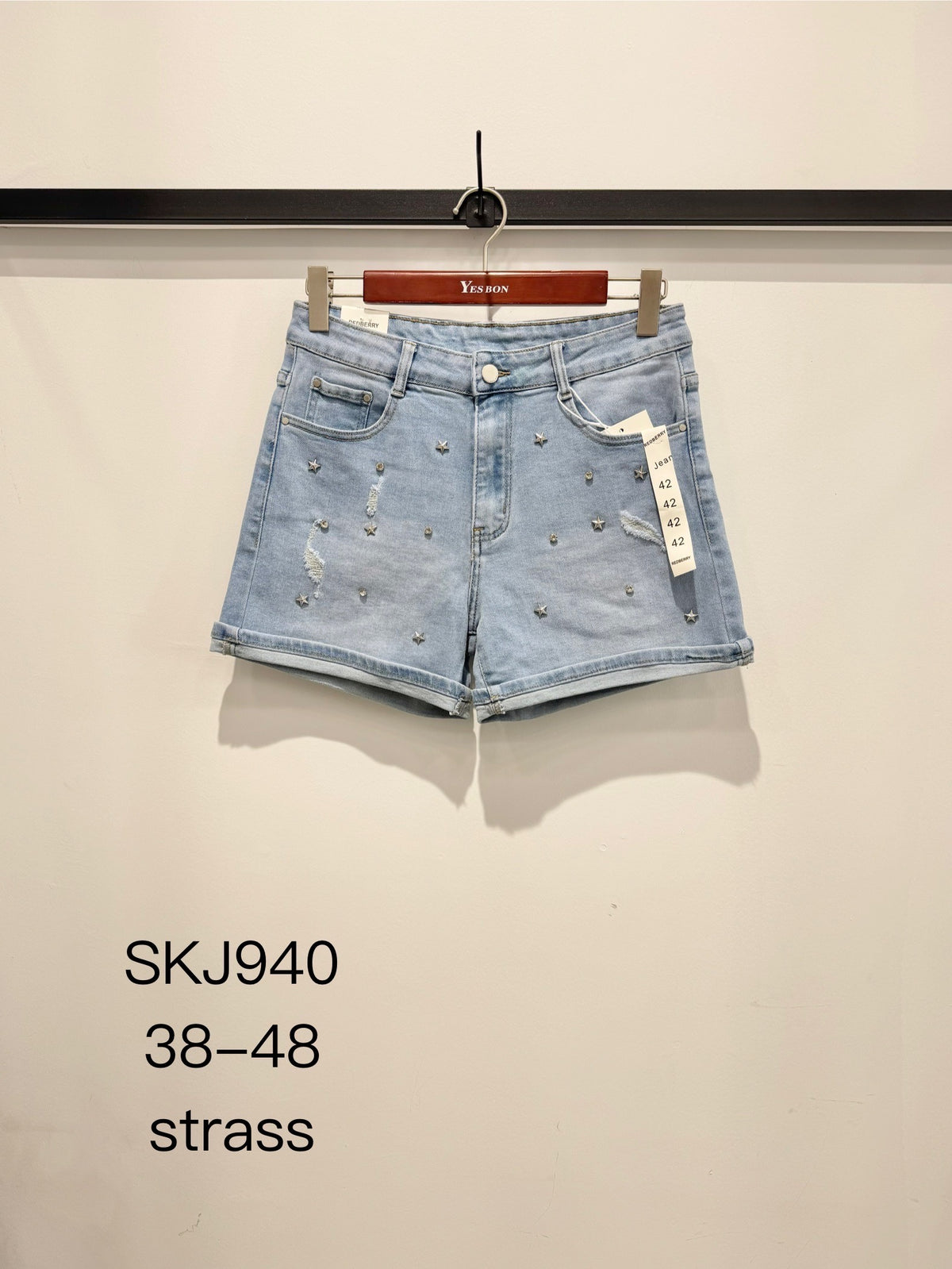 Cowboyshorts med bling lightwash by G-Smack