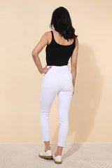 Hvide jeans med guld knappe front