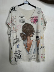 Guld strik t shirt med dame