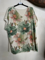 Guld strik t shirt med blomster