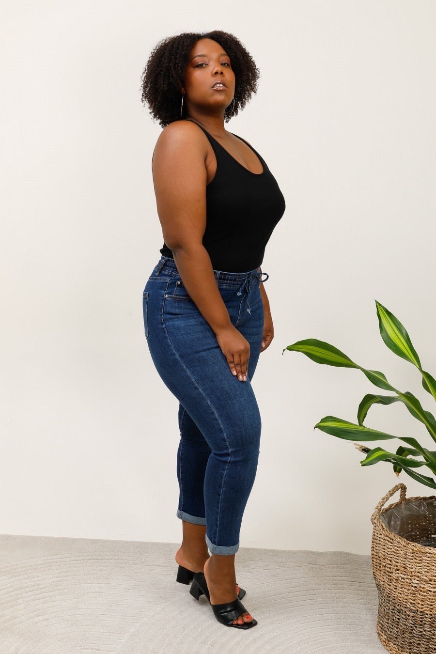 Jeans med bindebånd med fold by G-Smack