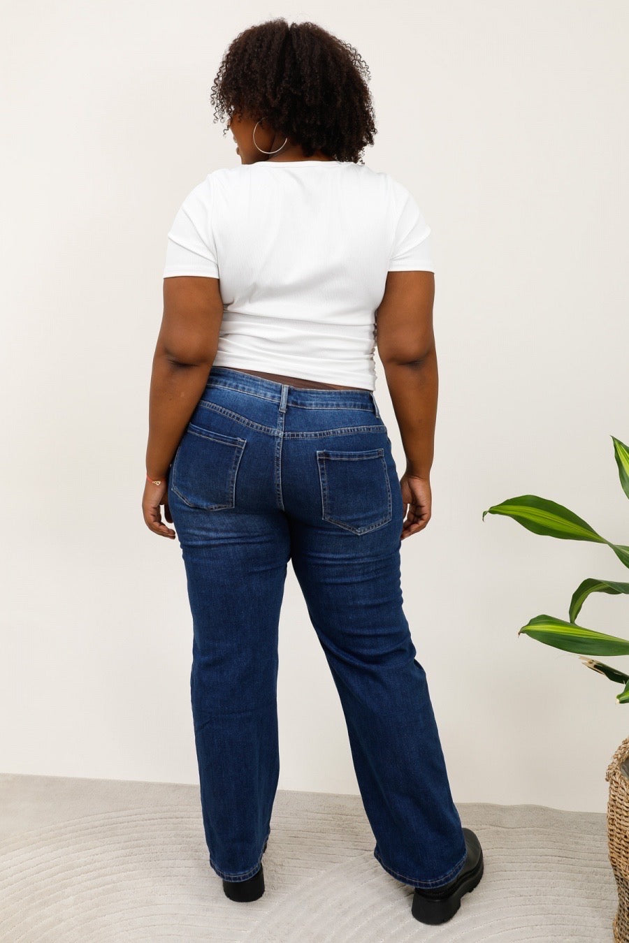 Jeans med vidde og guld knapper plus size by G-Smack