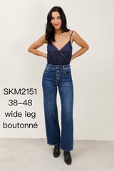 Jeans med bling hjerte knapper