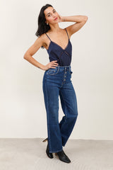 Jeans med bling hjerte knapper