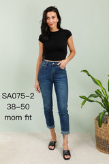 Mom fit jeans med fold