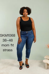 Mom fit jeans med stjerne studs og bling