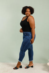 Mom fit jeans med stjerne studs og bling