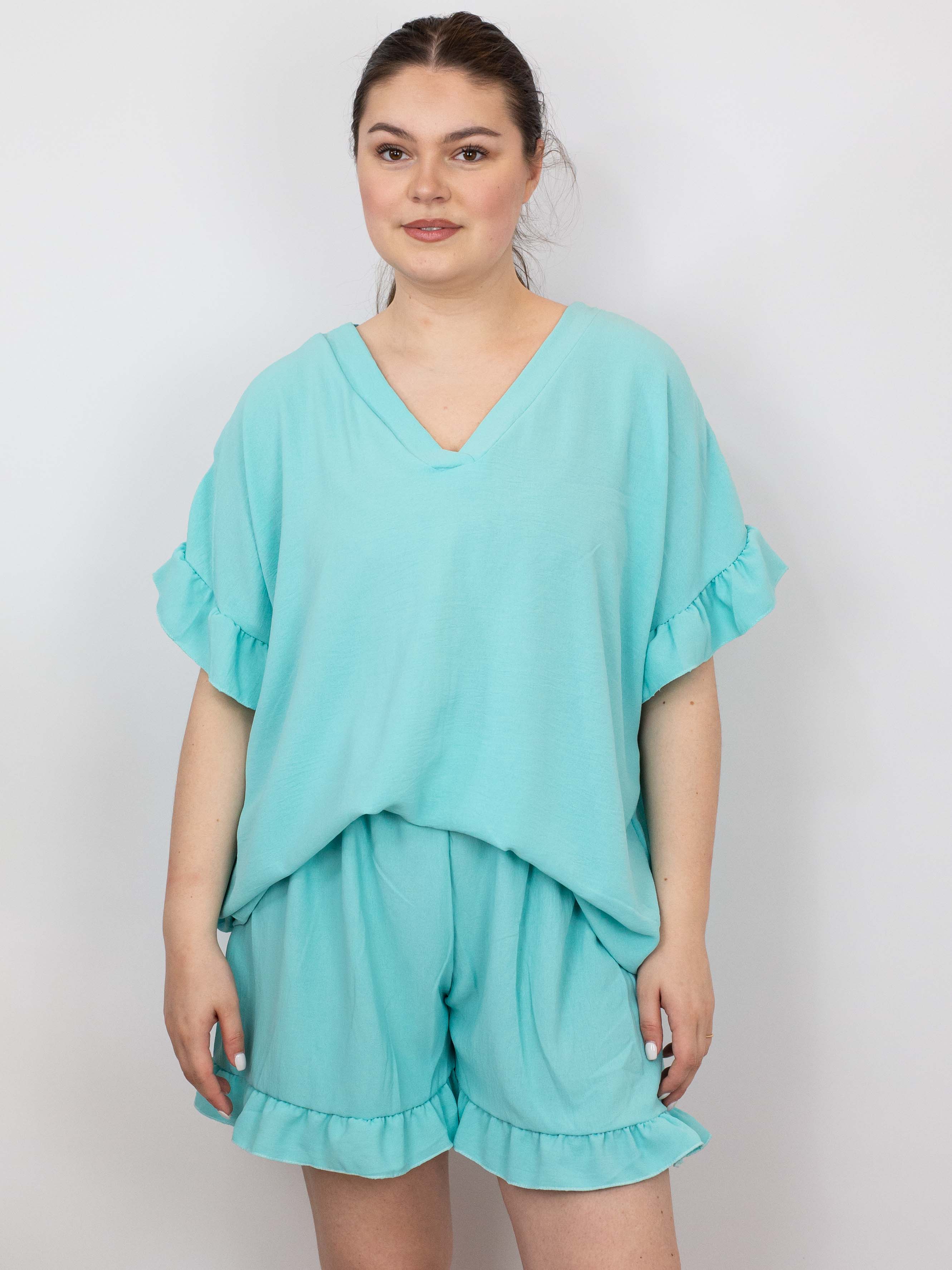Bluse med flæse - Brystmål 130cm