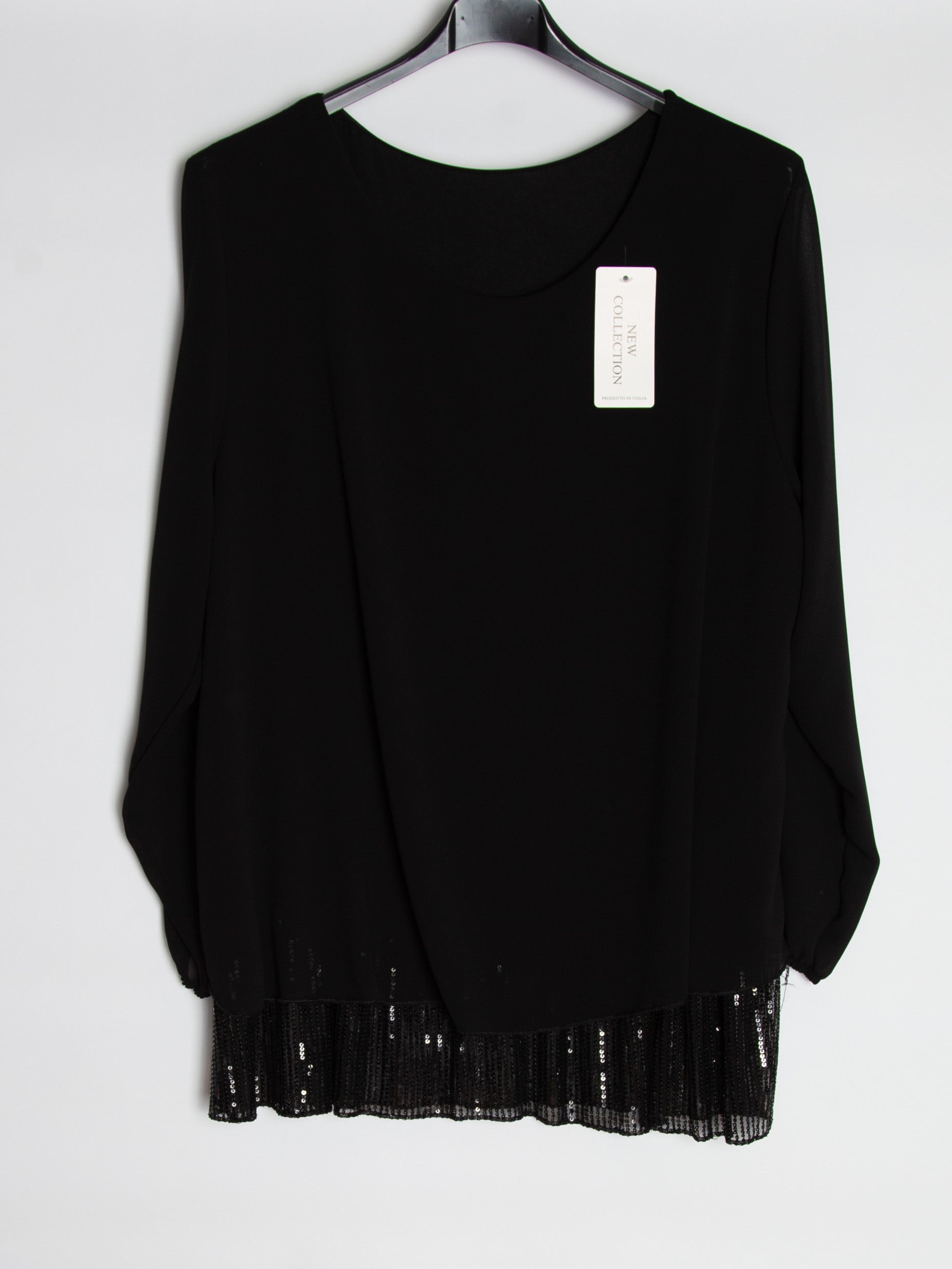 Chiffon bluse m. Paillet bund - Brystmål 130 cm. - Ingen returret - ITNOV24