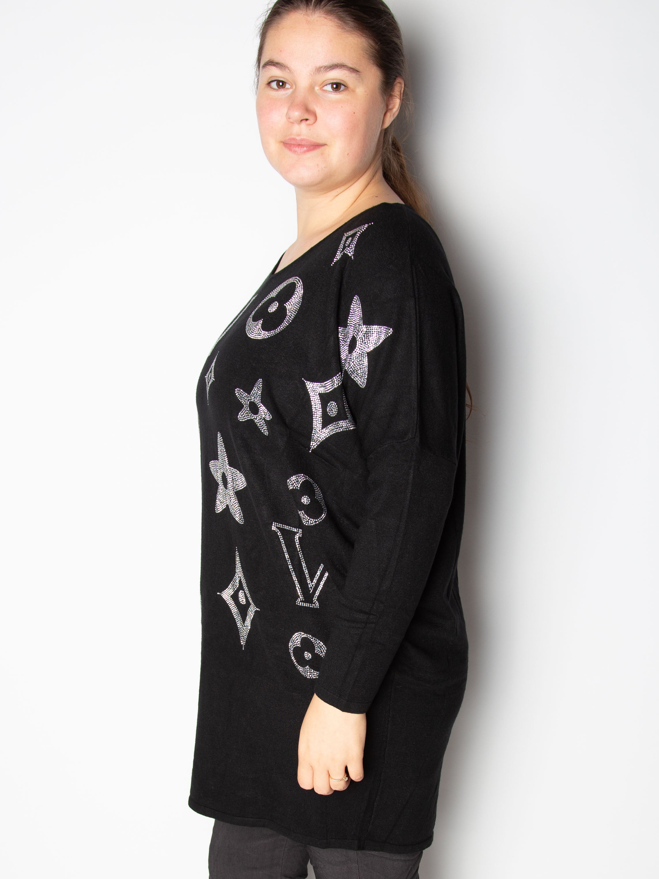 Striktrøje med bling motiver - ITSEP24
