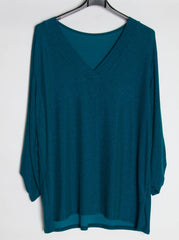Glitter bluse med v-udskæring - Brystmål 140cm - Ingen returret - ITNOV24
