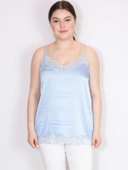 Satin top med blonde