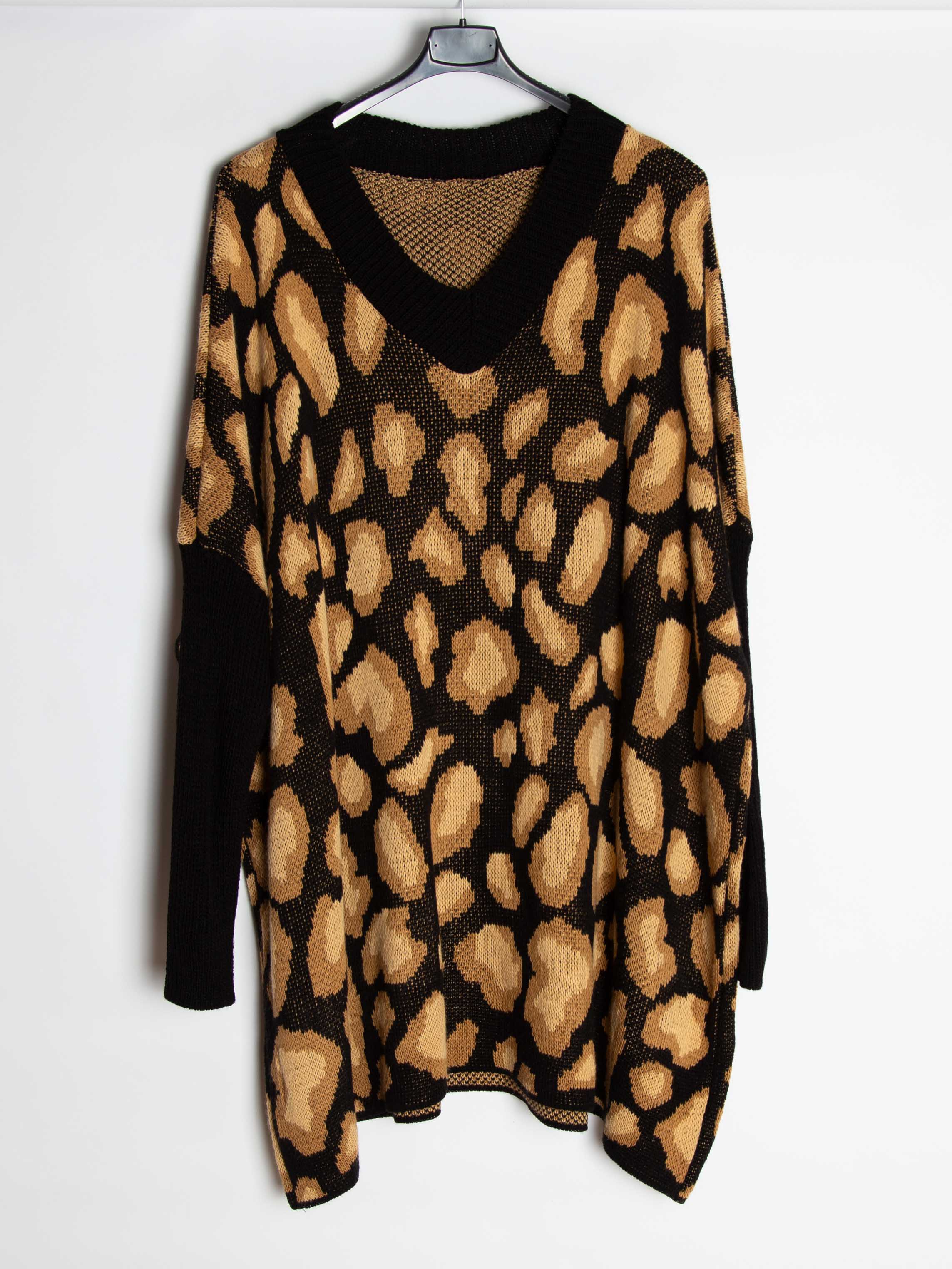 Leopard oversize striktrøje - Ingen returret - ITNOV24
