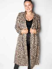 Lang leopard ruskindslook frakke
