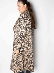 Lang leopard ruskindslook frakke