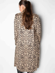 Lang leopard ruskindslook frakke