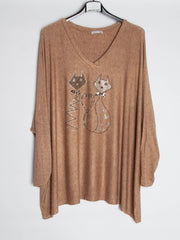 Bluse med katte - oversize - Ingen returret - ITNOV24