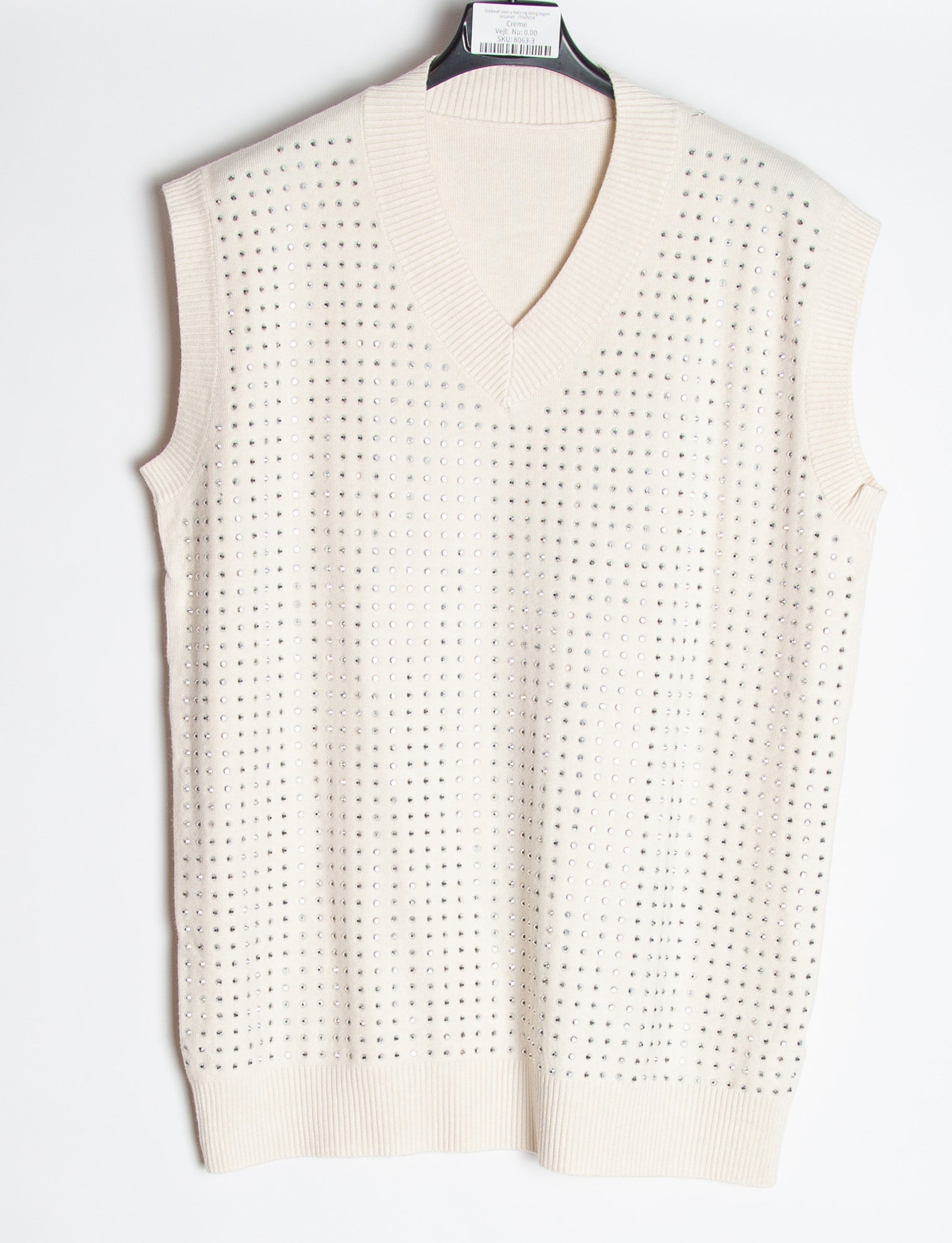 Strikket vest v-hals og bling