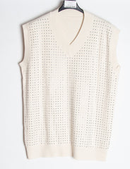 Strikket vest v-hals og bling
