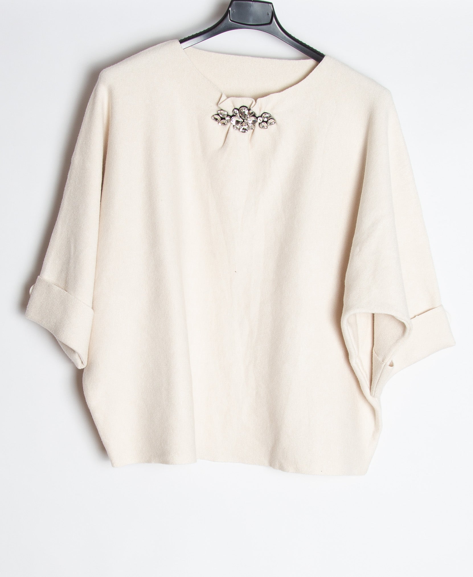 Strik bluse med bling i kraven - ITNOV24