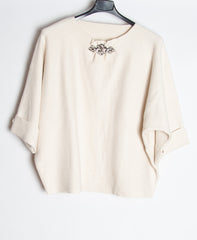 Strik bluse med bling i kraven - ITNOV24