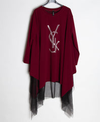 Bluse med tyl og bling - Ingen returret - ITNOV24