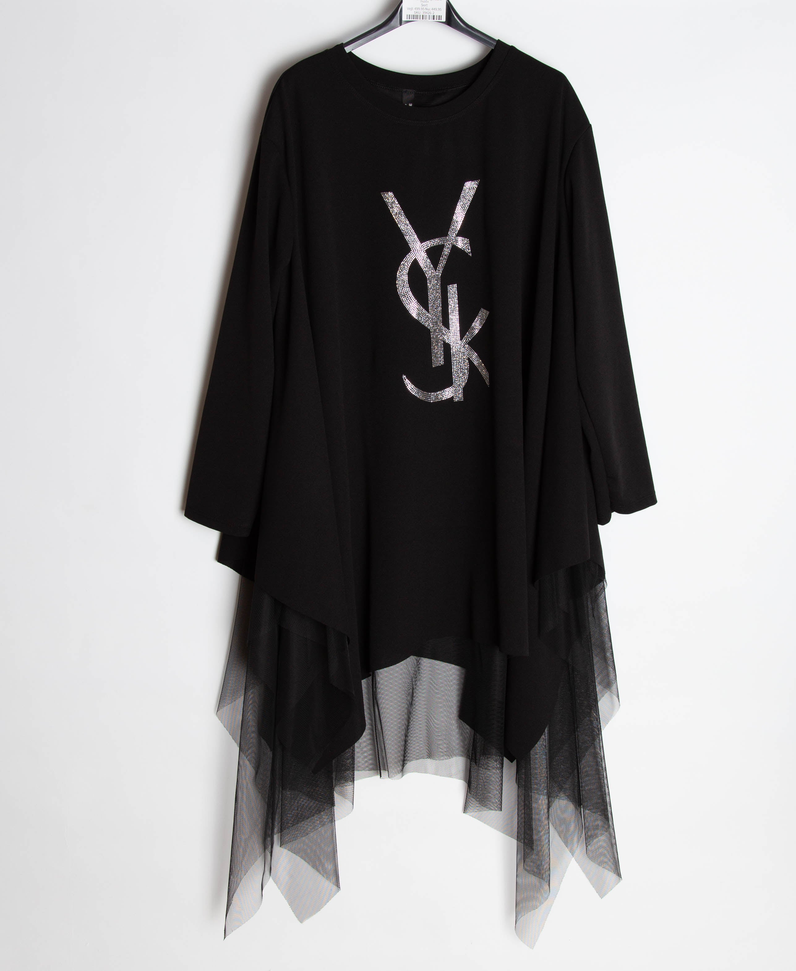 Bluse med tyl og bling - Ingen returret - ITNOV24