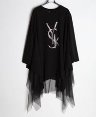 Bluse med tyl og bling - Ingen returret - ITNOV24