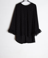 Bluse med tyl og bling regn - Ingen returret - ITNOV24