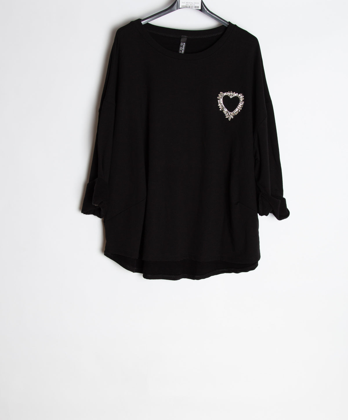 Sweatshirt med bling hjerte - Ingen returret - ITNOV24