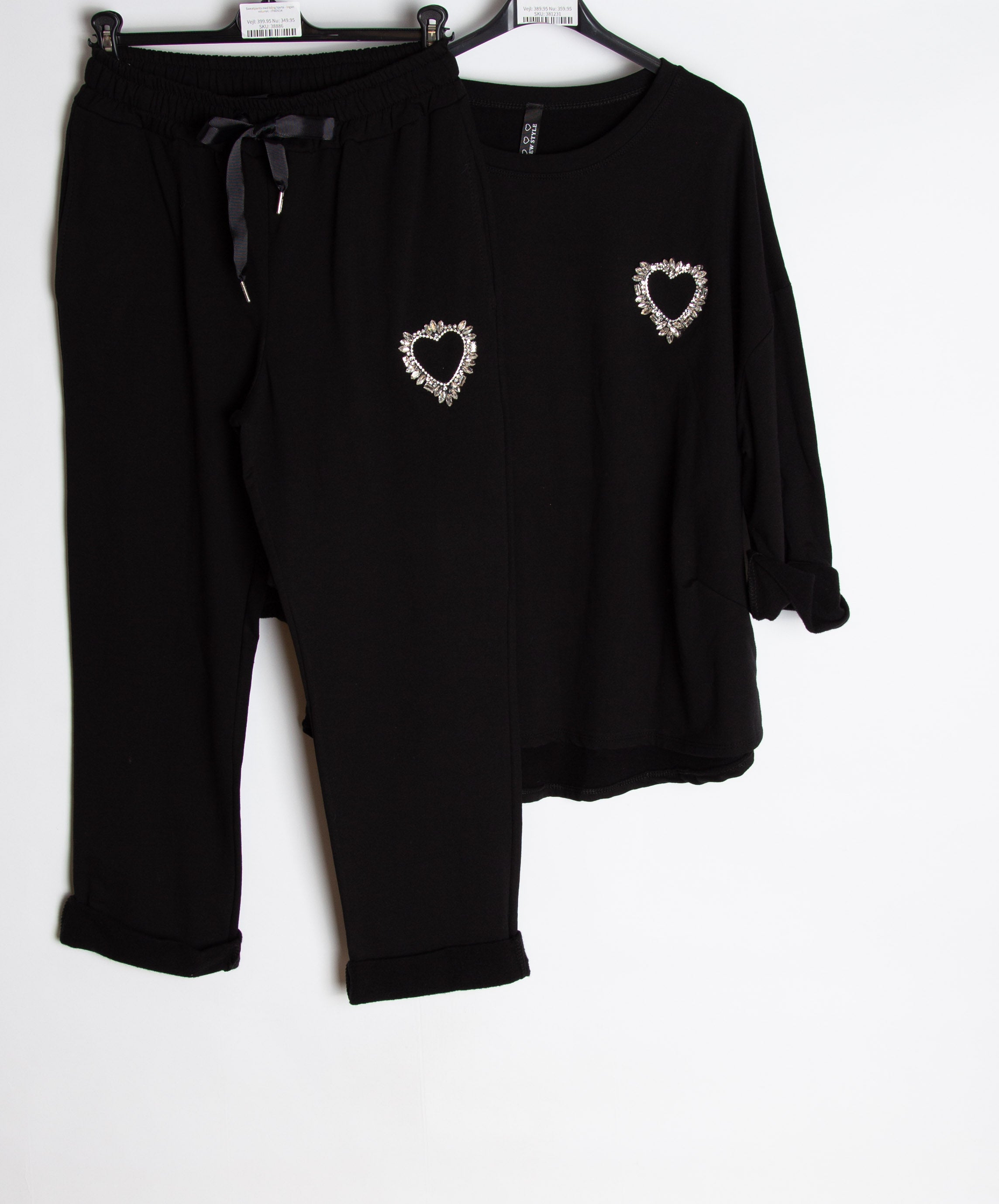 Sweatpants med bling hjerte - Ingen returret - ITNOV24