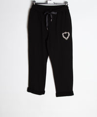 Sweatpants med bling hjerte - Ingen returret - ITNOV24