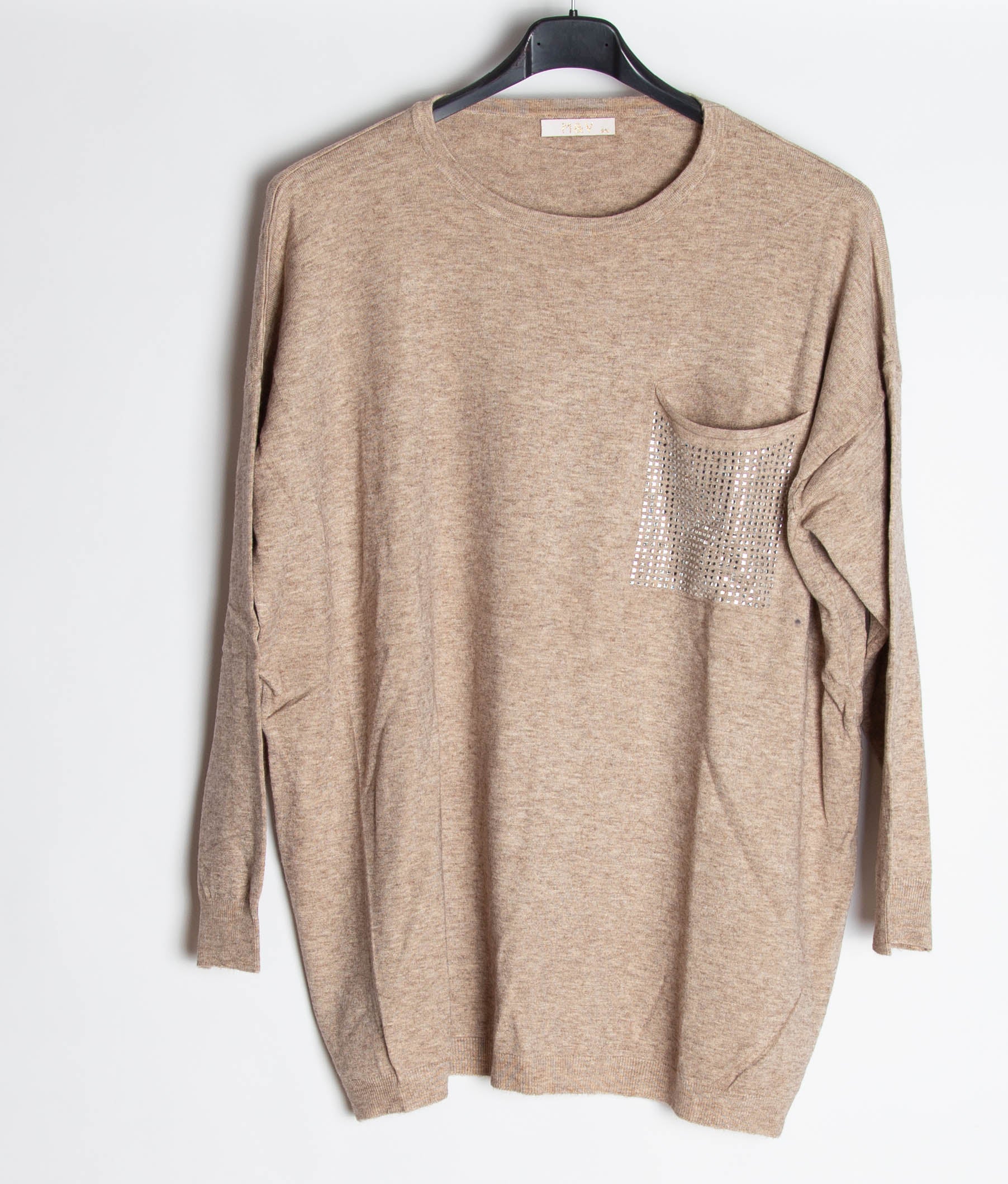 Strikbluse med bling lomme - Ingen returret - ITNOV24