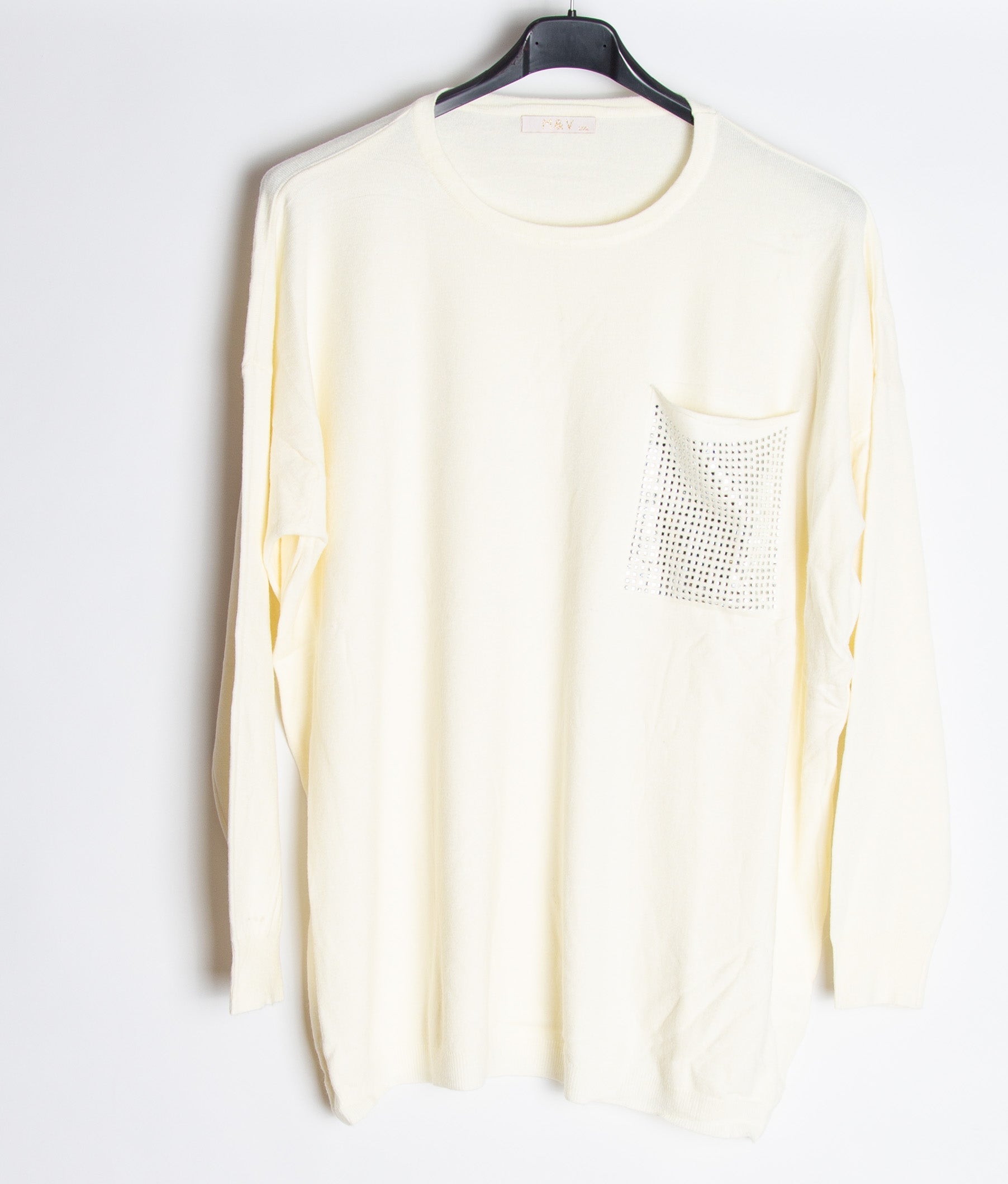 Strikbluse med bling lomme - Ingen returret - ITNOV24