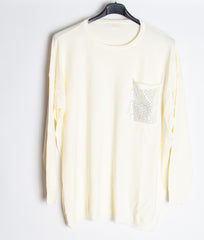 Strikbluse med bling lomme - Ingen returret - ITNOV24